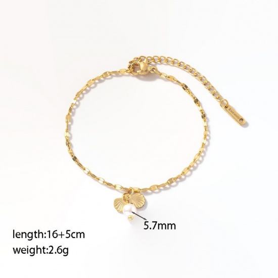Picture of Wholesale Shell Imitation Pearl Necklace & Bracelet, 18K Gold Plated 304 Stainless Steel Women's Eco-friendly Ocean Jewelry Dainty Gift Jewelry For Retailer
