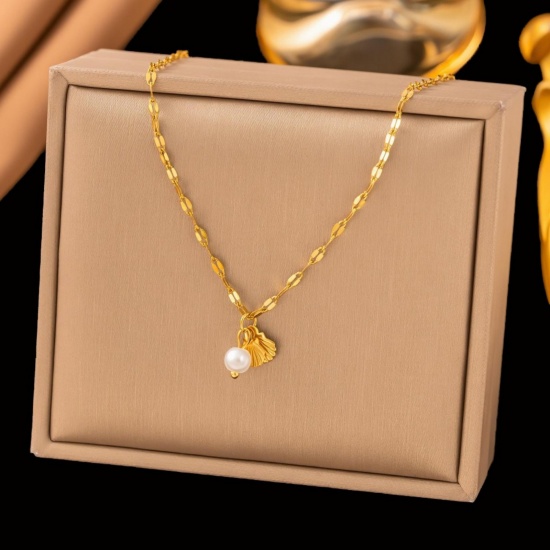 Picture of Wholesale Shell Imitation Pearl Necklace & Bracelet, 18K Gold Plated 304 Stainless Steel Women's Eco-friendly Ocean Jewelry Dainty Gift Jewelry For Retailer