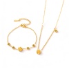 Imagen de Flor Collar & Pulsera Al Por Mayor, Chapado en Oro de 18K 304 Acero Inoxidable Mujeres Respetuoso del Medio Ambiente Exquisito Elegante Regalo Joyería Para Minorista, 1 Par