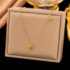 Imagen de Flor Collar & Pulsera Al Por Mayor, Chapado en Oro de 18K 304 Acero Inoxidable Mujeres Respetuoso del Medio Ambiente Exquisito Elegante Regalo Joyería Para Minorista, 1 Par