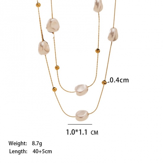 Picture of Wholesale Imitation Pearl Beaded Necklace, 18K Gold Plated 304 Stainless Steel, Women's Eco-friendly Baroque Dainty Gift Jewelry For Retailer
