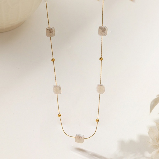 Picture of Wholesale Imitation Pearl Beaded Necklace, 18K Gold Plated 304 Stainless Steel, Women's Eco-friendly Baroque Dainty Gift Jewelry For Retailer