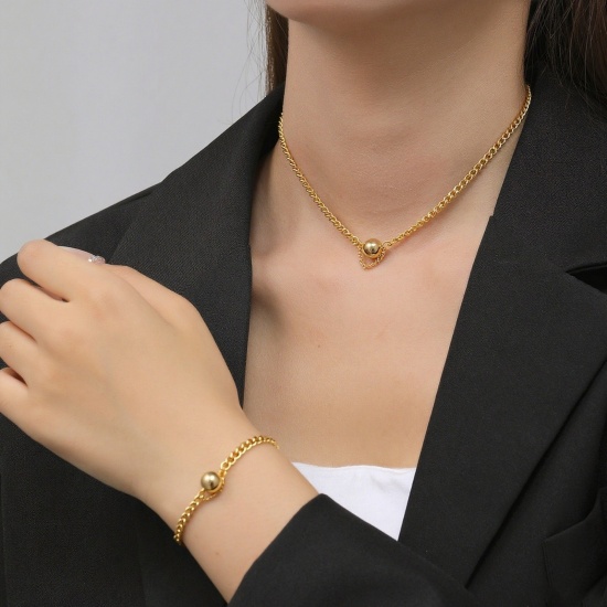 Picture of Wholesale Ball Necklace & Bracelet, Multicolor 304 Stainless Steel Women's Eco-friendly Stylish Minimalist Gift Jewelry For Retailer