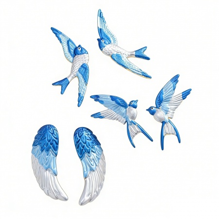 Immagine di Squisito Elegante Orecchini a Perno All'Ingrosso, Bianco & Blu Placcato Oro 18K 304 Acciaio Inossidabile, Donne Placcatura Sottovuoto PVD Ecologica Regalo Fornitura di Gioielli, 1 Paio