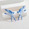 Imagen de Exquisito Elegante Pendientes de Poste de Oreja Al Por Mayor, Blanco & Azul Chapado en Oro de 18K 304 Acero Inoxidable, Mujeres Recubrimiento al Vacío PVD Ecológico Regalo Suministro de Joyería, 1 Par