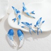 Imagen de Exquisito Elegante Pendientes de Poste de Oreja Al Por Mayor, Blanco & Azul Chapado en Oro de 18K 304 Acero Inoxidable, Mujeres Recubrimiento al Vacío PVD Ecológico Regalo Suministro de Joyería, 1 Par