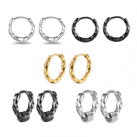 Immagine di Stile Ins Minimalista Orecchini Ad Anello Abbraccio All'Ingrosso, Tondo Ritorto Multicolore 304 Acciaio Inossidabile, Unisex Placcatura Sottovuoto Regalo Fornitura di Gioielli, 12mm Dia., 1 Paio