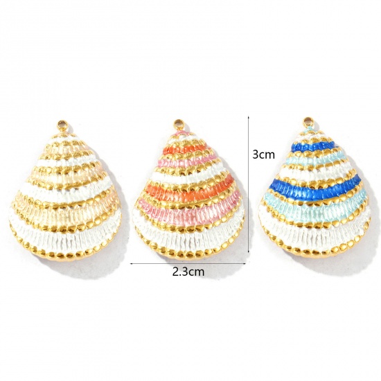Picture of Eco-friendly PVD Vacuum Plating Waterproof Anti-Tarnish Hypoallergenic 304 Stainless Steel Pendants 18K Real Gold Plated Enamel Shell 3cm x 2.3cm