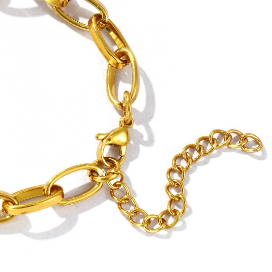 Image de Bracelets En Gros en 304 Acier Inoxydable, Chaîne de Trombone Respectueux de la Nature, aux Femmes Exquis À la Mode Cadeau Fournitures de Bijoux 1 Pièce