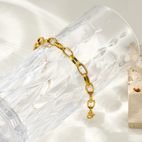Image de Bracelets En Gros en 304 Acier Inoxydable, Chaîne de Trombone Respectueux de la Nature, aux Femmes Exquis À la Mode Cadeau Fournitures de Bijoux 1 Pièce