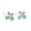 Picture of Wholesale Exquisite Stylish Ear Post Stud Earrings, Flower Multicolor Enamel 18K Gold Plated 201 Stainless Steel, Women's Eco-friendly Gift Jewelry Supply, 27mm x 25mm, 1 Pair