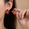 Picture of Wholesale Exquisite Stylish Ear Post Stud Earrings, Flower Multicolor Enamel 18K Gold Plated 201 Stainless Steel, Women's Eco-friendly Gift Jewelry Supply, 27mm x 25mm, 1 Pair