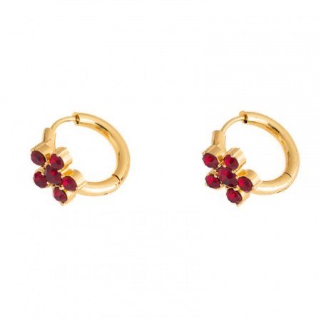 Immagine di Squisito Elegante Orecchini Circolari All'Ingrosso, Fiore Placcato Oro 18K Acciaio Inossidabile & Zircone Cubico, Donne Ecologico Regalo Fornitura di Gioielli, 16mm Dia., 1 Paio