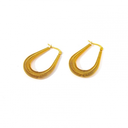 Immagine di Squisito Elegante Orecchini Circolari All'Ingrosso, Placcato Oro 18K 201 Acciaio Inossidabile, Donne Ecologico Regalo Fornitura di Gioielli, 1 Paio