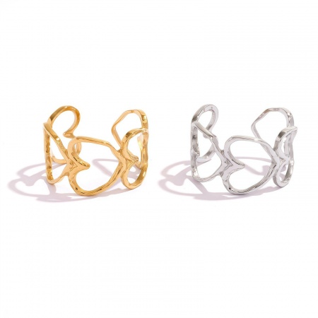 Picture of Wholesale Women's Gift Heart Open Rings, Multicolor 304 Stainless Steel, Eco-friendly Valentine's Day Stylish Jewelry Supply, 18.1mm(US Size 8)