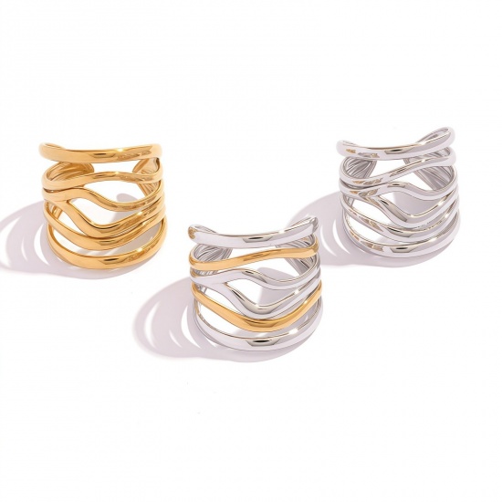 Picture of Wholesale Women's Gift Open Rings, 304 Stainless Steel, Eco-friendly Exquisite Stylish Jewelry Supply, 18mm(US Size 7.75)