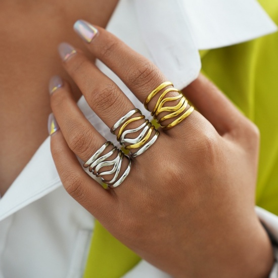 Picture of Wholesale Women's Gift Open Rings, 304 Stainless Steel, Eco-friendly Exquisite Stylish Jewelry Supply, 18mm(US Size 7.75)
