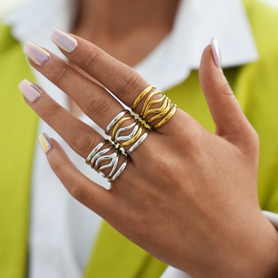 Picture of Wholesale Women's Gift Open Rings, 304 Stainless Steel, Eco-friendly Exquisite Stylish Jewelry Supply, 18mm(US Size 7.75)