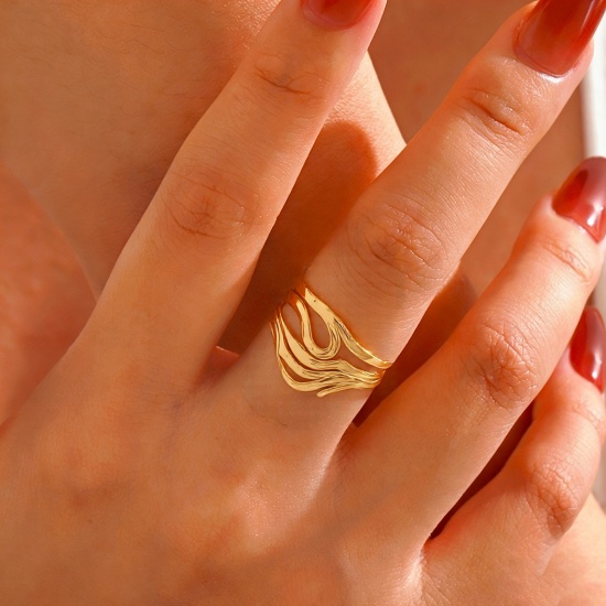 Picture of Wholesale Women's Gift Open Rings, 304 Stainless Steel, Eco-friendly Exquisite Stylish Jewelry Supply, 18mm(US Size 7.75)