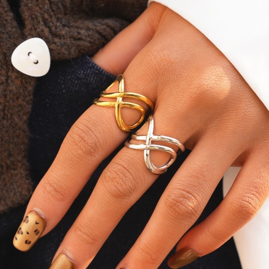 Picture of Wholesale Women's Gift Open Rings, 304 Stainless Steel, Eco-friendly Exquisite Stylish Jewelry Supply, 19.5mm(US Size 9.75)