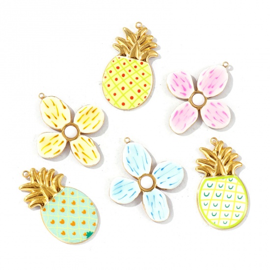Picture of Eco-friendly PVD Vacuum Plating Waterproof Anti-Tarnish Hypoallergenic 304 Stainless Steel Charms 18K Real Gold Plated Enamel