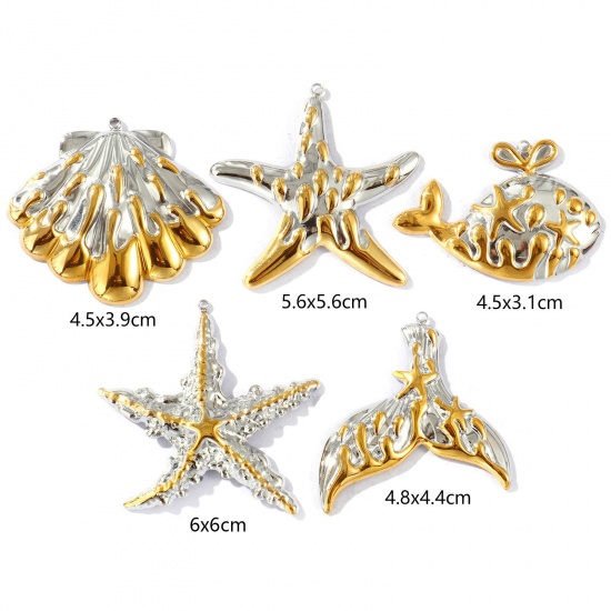 Picture of Eco-friendly PVD Vacuum Plating Waterproof Anti-Tarnish Hypoallergenic 304 Stainless Steel Ocean Jewelry Charms 18K Real Gold Plated & Silver Tone Two Tone