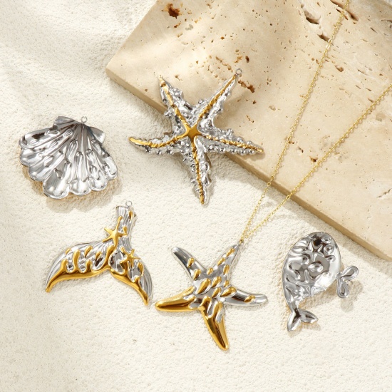 Picture of Eco-friendly PVD Vacuum Plating Waterproof Anti-Tarnish Hypoallergenic 304 Stainless Steel Ocean Jewelry Charms 18K Real Gold Plated & Silver Tone Two Tone