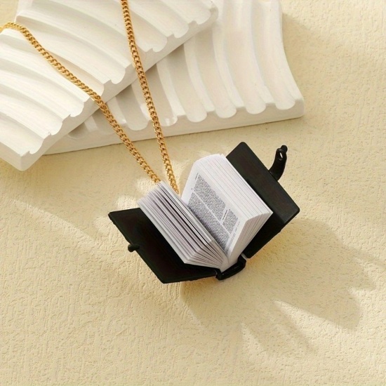 Picture of Wholesale Unique Openable Flip Page Book Holy Bible Paper 3D Pendant Charm Necklace, 304 Stainless Steel Unisex Religious Baroque Gift Jewelry For Retailer, 60cm(23.6") + 5cm(2") long, 1 Piece
