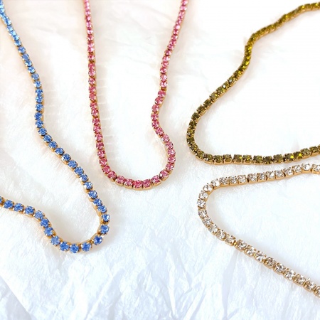 Immagine di Multicolore Strass Pietra Di Nascita Strozzatore Collana All'Ingrosso, Multicolore 304 Acciaio Inossidabile Donne Ecologico Elegante Minimalista Regalo Gioielli Per Rivenditore, 38cm + 5cm Lunghezza, 1 Pz