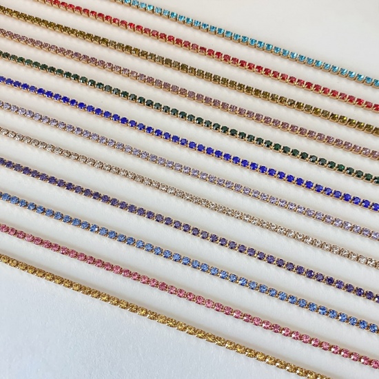 Picture of Wholesale Multicolor Rhinestone Birthstone Choker Necklace, Multicolor 304 Stainless Steel Women's Eco-friendly Stylish Minimalist Gift Jewelry For Retailer, 38cm(15") + 5cm(2") long