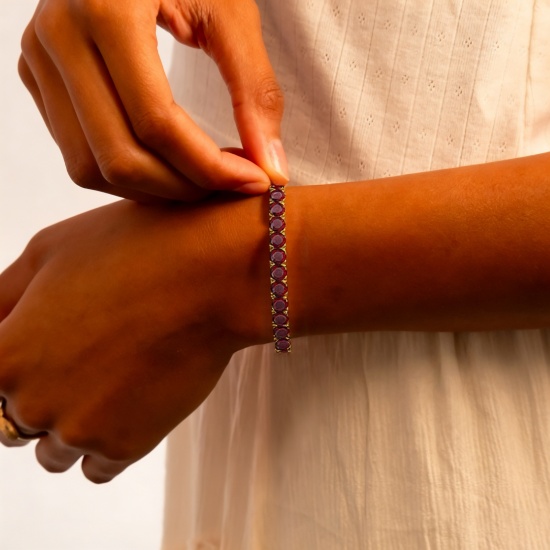 Immagine di Multicolore Strass Pietra Di Nascita 304 Acciaio Inossidabile Braccialetti All'Ingrosso, Multicolore Ecologico, Donne Elegante Minimalista Regalo Fornitura di Gioielli, 15cm Lunghezza, 1 Pz