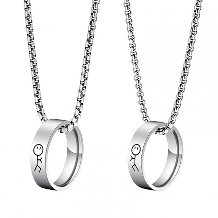 Picture of Wholesale Finger Ring Pendant Charm Necklace, Silver Tone 201 Stainless Steel Women's Eco-friendly Valentine's Day Stylish Gift Jewelry For Retailer, 60cm(23.6") long