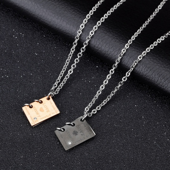 Picture of Wholesale Unique Openable Flip Page Book Message " love story " Pendant Charm Necklace, Multicolor 304 Stainless Steel Women's Eco-friendly Valentine's Day Stylish Gift Jewelry For Retailer