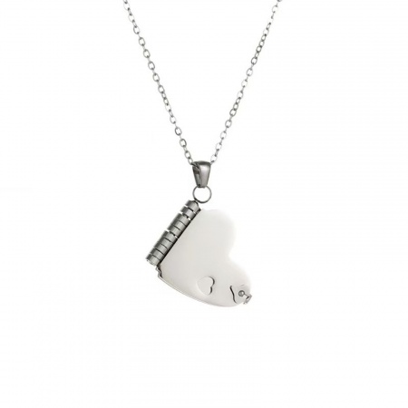 Picture of Wholesale Unique Openable Flip Page Book Heart Customize Engraving Supported Pendant Charm Necklace, 304 Stainless Steel Link Cable Chain, Women's Eco-friendly Creative Stylish Valentine's Day Jewelry For Retailer, 1 Piece