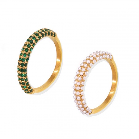 Immagine di Donne Regalo Non Regolabile Anelli dell'Eternità All'Ingrosso, Placcato Oro 18K 304 Acciaio Inossidabile, Placcatura Sottovuoto PVD Ecologica Stile Ins Elegante Fornitura di Gioielli, 1 Pz