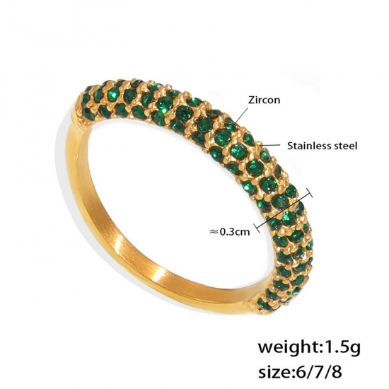 Picture of Wholesale Women's Gift Unadjustable Eternity Rings, 18K Gold Plated 304 Stainless Steel, Eco-friendly PVD Vacuum Plating Ins Style Stylish Jewelry Supply