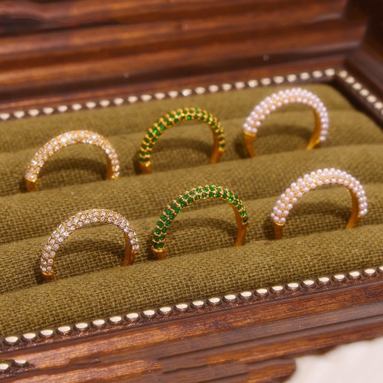 Picture of Wholesale Women's Gift Unadjustable Eternity Rings, 18K Gold Plated 304 Stainless Steel, Eco-friendly PVD Vacuum Plating Ins Style Stylish Jewelry Supply