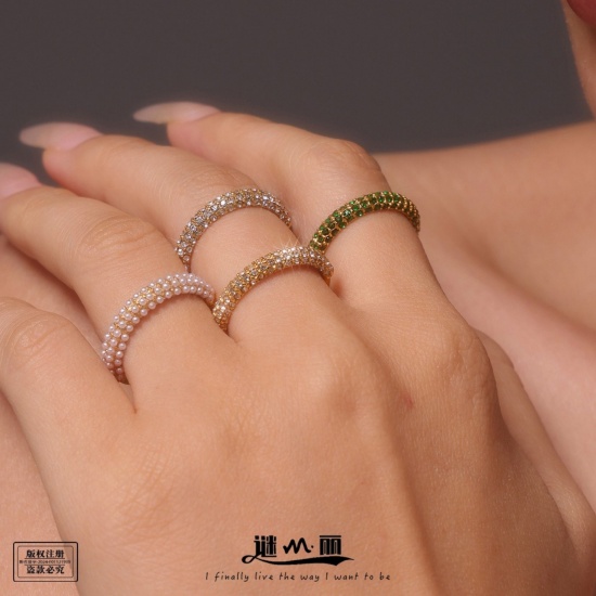 Picture of Wholesale Women's Gift Unadjustable Eternity Rings, 18K Gold Plated 304 Stainless Steel, Eco-friendly PVD Vacuum Plating Ins Style Stylish Jewelry Supply