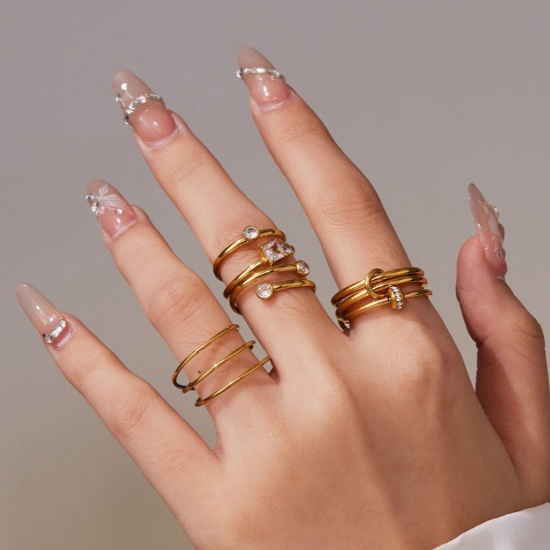 Picture of Wholesale Women's Gift Rings, Multicolor 304 Stainless Steel, Eco-friendly Exquisite Stylish Jewelry Supply, 17.3mm(US Size 7)