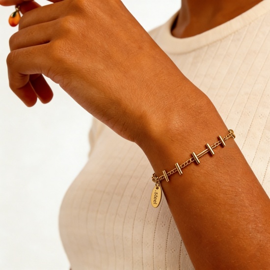 Picture of Wholesale 304 Stainless Steel Bracelets, Multicolor Eco-friendly, Women's Ins Style Stylish Gift Jewelry Supply, 16cm(6.3") long