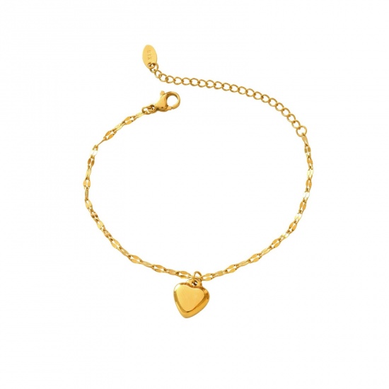 Immagine di Cuore 304 Acciaio Inossidabile Braccialetti All'Ingrosso, Multicolore Ecologico, Donne San Valentino Elegante Regalo Fornitura di Gioielli, 15.5cm Lunghezza, 1 Pz