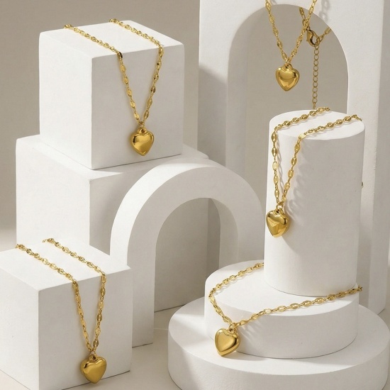 Immagine di Cuore 304 Acciaio Inossidabile Braccialetti All'Ingrosso, Multicolore Ecologico, Donne San Valentino Elegante Regalo Fornitura di Gioielli, 15.5cm Lunghezza, 1 Pz