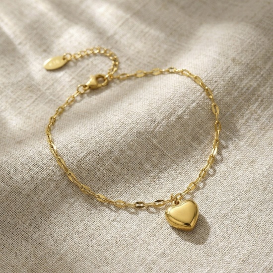 Immagine di Cuore 304 Acciaio Inossidabile Braccialetti All'Ingrosso, Multicolore Ecologico, Donne San Valentino Elegante Regalo Fornitura di Gioielli, 15.5cm Lunghezza, 1 Pz