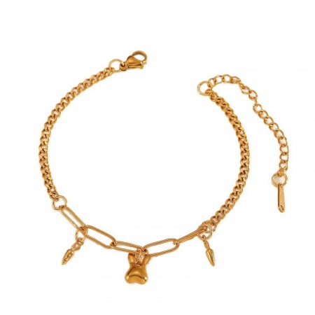 Picture of Wholesale Bear Animal 304 Stainless Steel Bracelets, 18K Gold Plated Eco-friendly PVD Vacuum Plating, Women's Exquisite Stylish Gift Jewelry Supply, 17cm(6.7") long