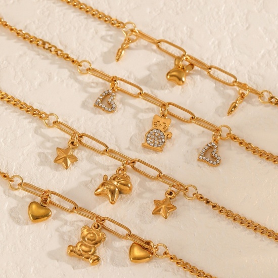 Picture of Wholesale Bear Animal 304 Stainless Steel Bracelets, 18K Gold Plated Eco-friendly PVD Vacuum Plating, Women's Exquisite Stylish Gift Jewelry Supply, 17cm(6.7") long