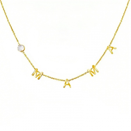 Picture of Wholesale Message " Mama " Necklace & Earrings, 18K Gold Plated 304 Stainless Steel Women's PVD Vacuum Plating Mother's Day Stylish Gift Jewelry For Retailer