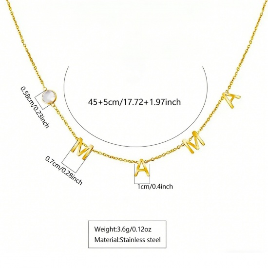 Picture of Wholesale Message " Mama " Necklace & Earrings, 18K Gold Plated 304 Stainless Steel Women's PVD Vacuum Plating Mother's Day Stylish Gift Jewelry For Retailer
