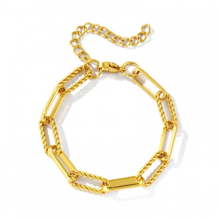 Immagine di 304 Acciaio Inossidabile Catena a Graffetta Braccialetti All'Ingrosso, Placcato Oro 18K Ecologico, Donne Semplice Elegante Regalo Fornitura di Gioielli, 1 Pz