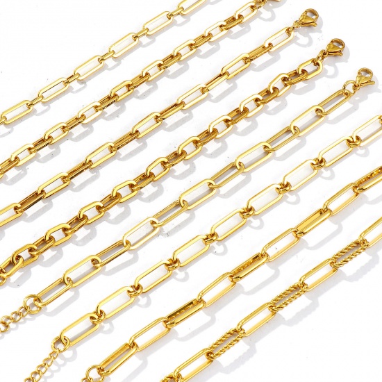 Picture of Wholesale 304 Stainless Steel Paperclip Link Chain Bracelets, 18K Gold Plated Eco-friendly, Women's Simple Stylish Gift Jewelry Supply