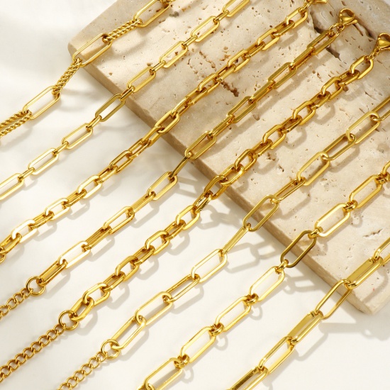 Picture of Wholesale 304 Stainless Steel Paperclip Link Chain Bracelets, 18K Gold Plated Eco-friendly, Women's Simple Stylish Gift Jewelry Supply